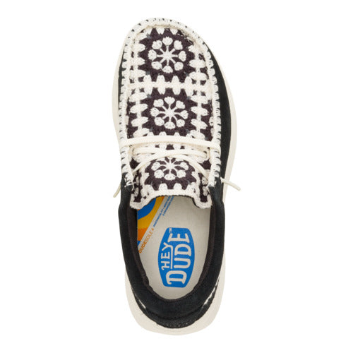 Wendy Comf Suede Crochet - Black/Multi
